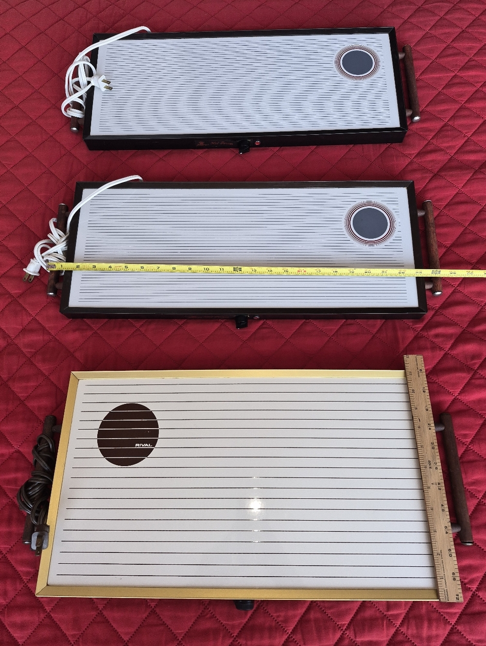 Vintage Rival Electric Warming Trays in White and Brown